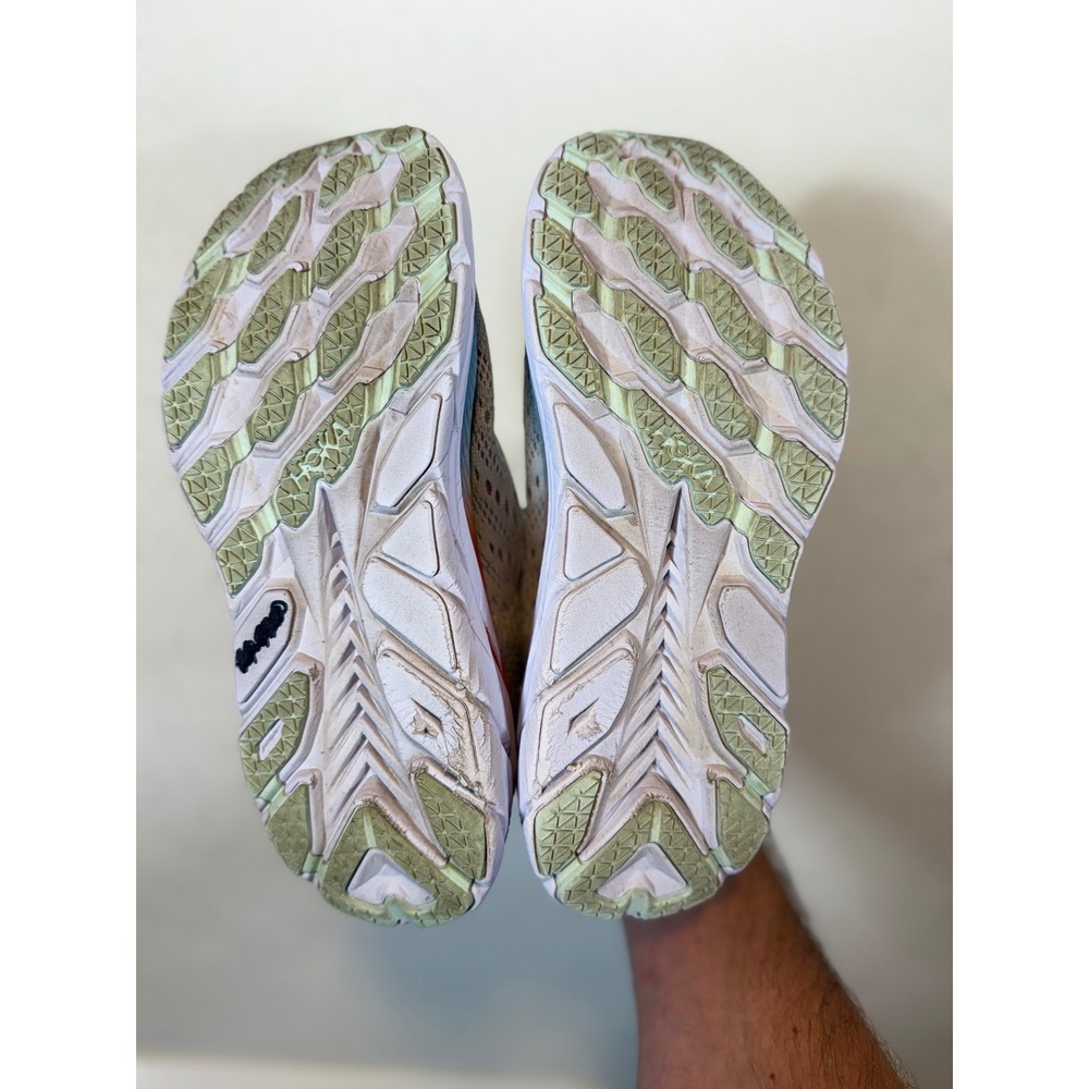Hoka Clifton 8 Women's Running Shoes Gray Orange Low Top Comfort Sneakers - Picture 6 of 6